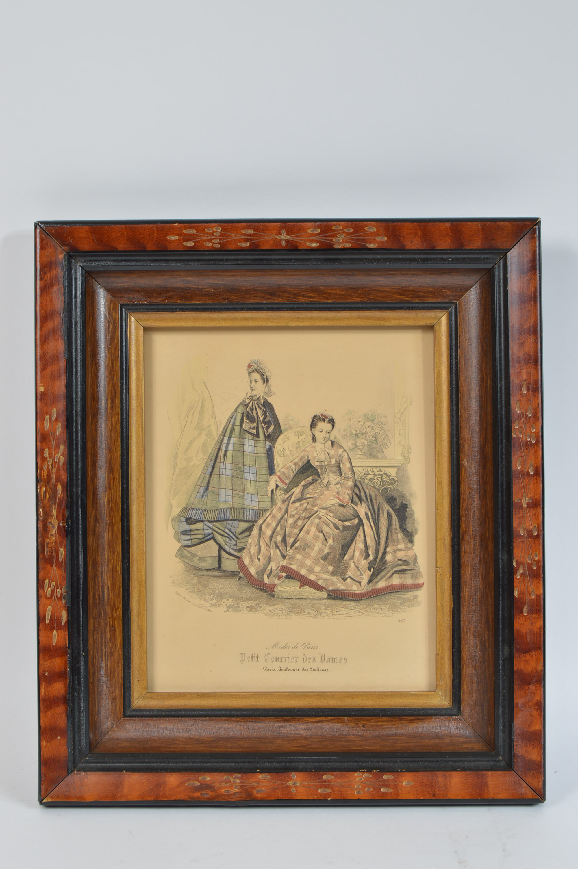 Framed Hand Tinted Etchings Of Parisian Fashions