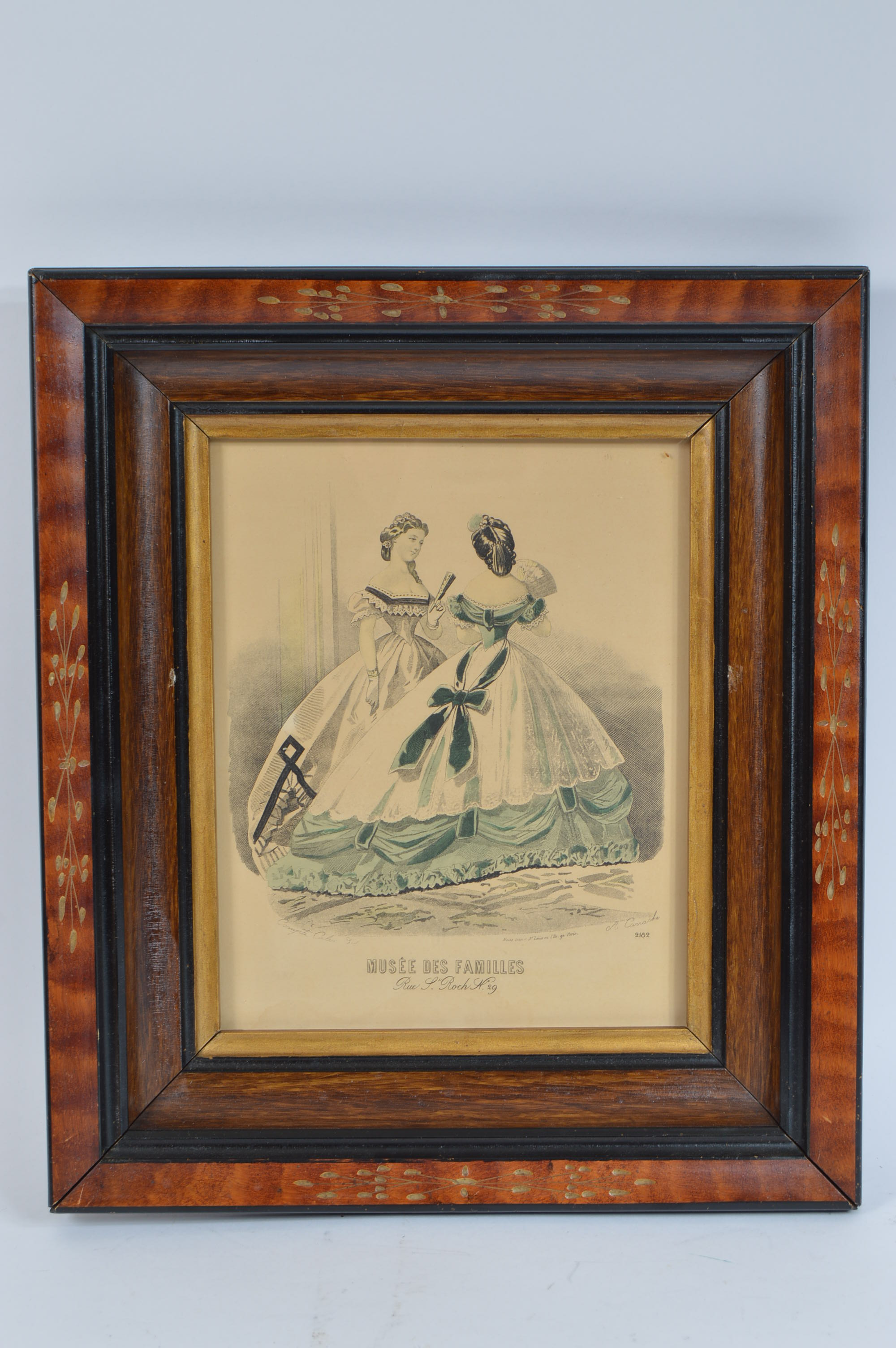 Framed Hand Tinted Etchings Of Parisian Fashions