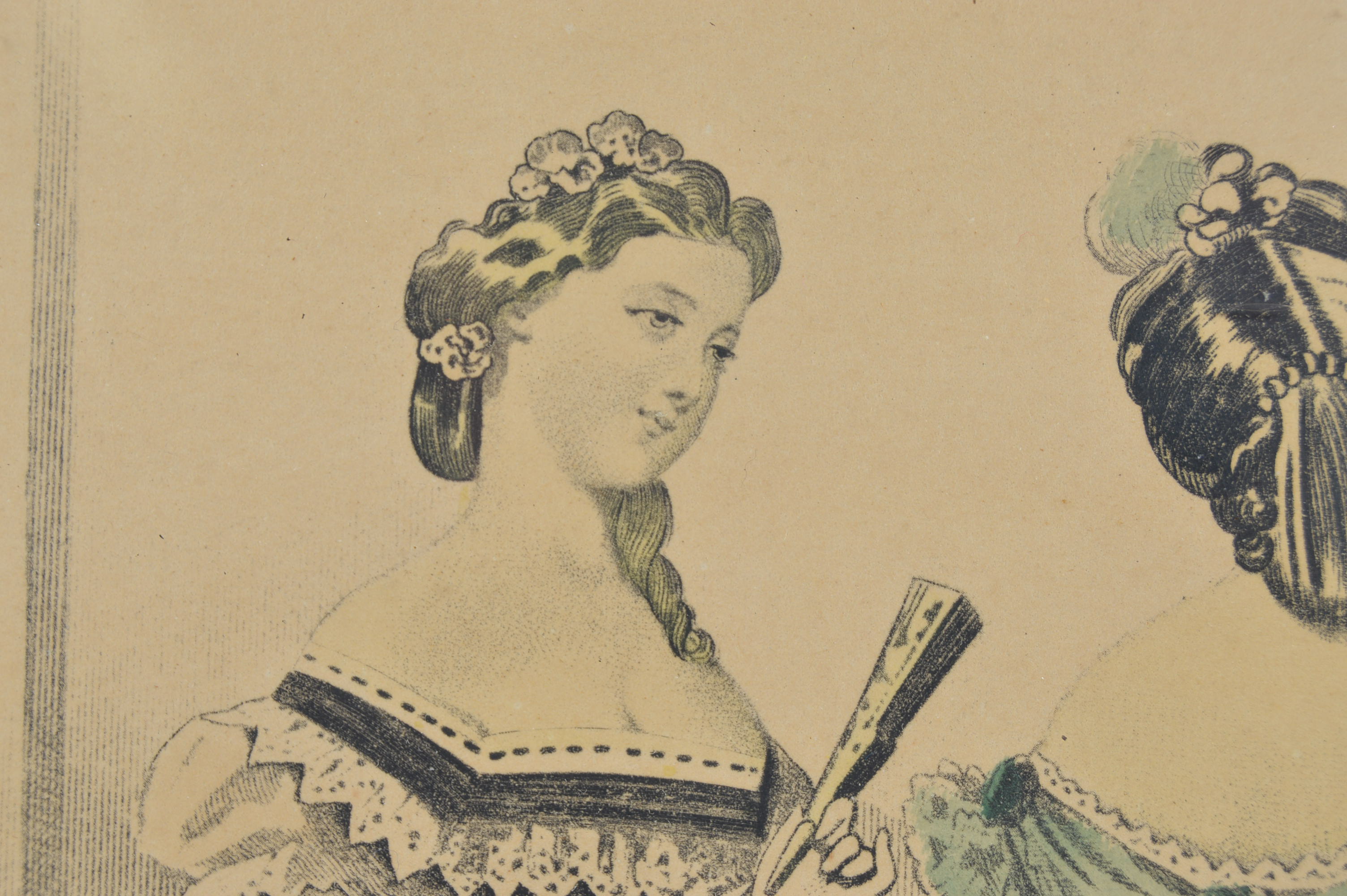 Framed Hand Tinted Etchings Of Parisian Fashions