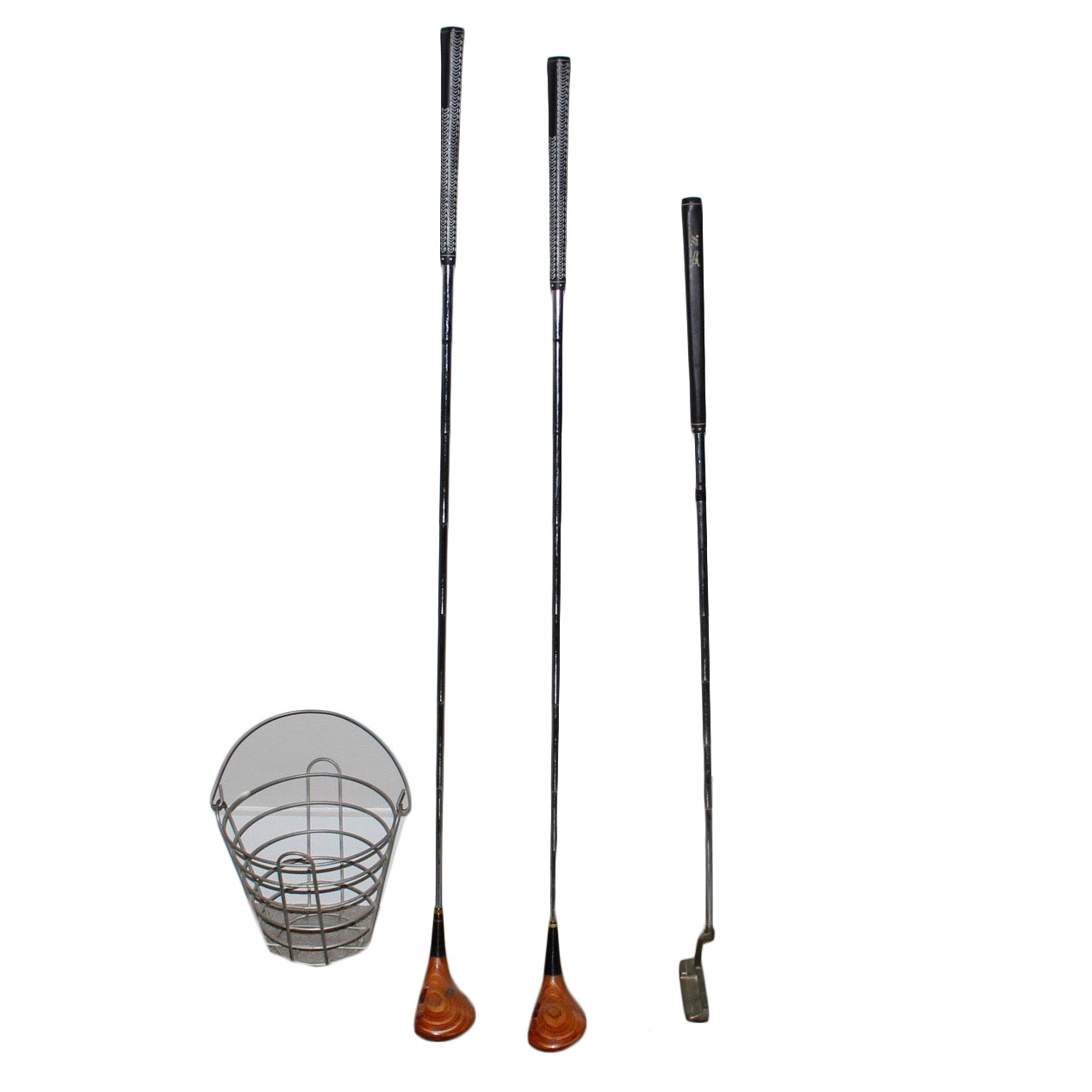 Vintage Golf Clubs and Ball Basket