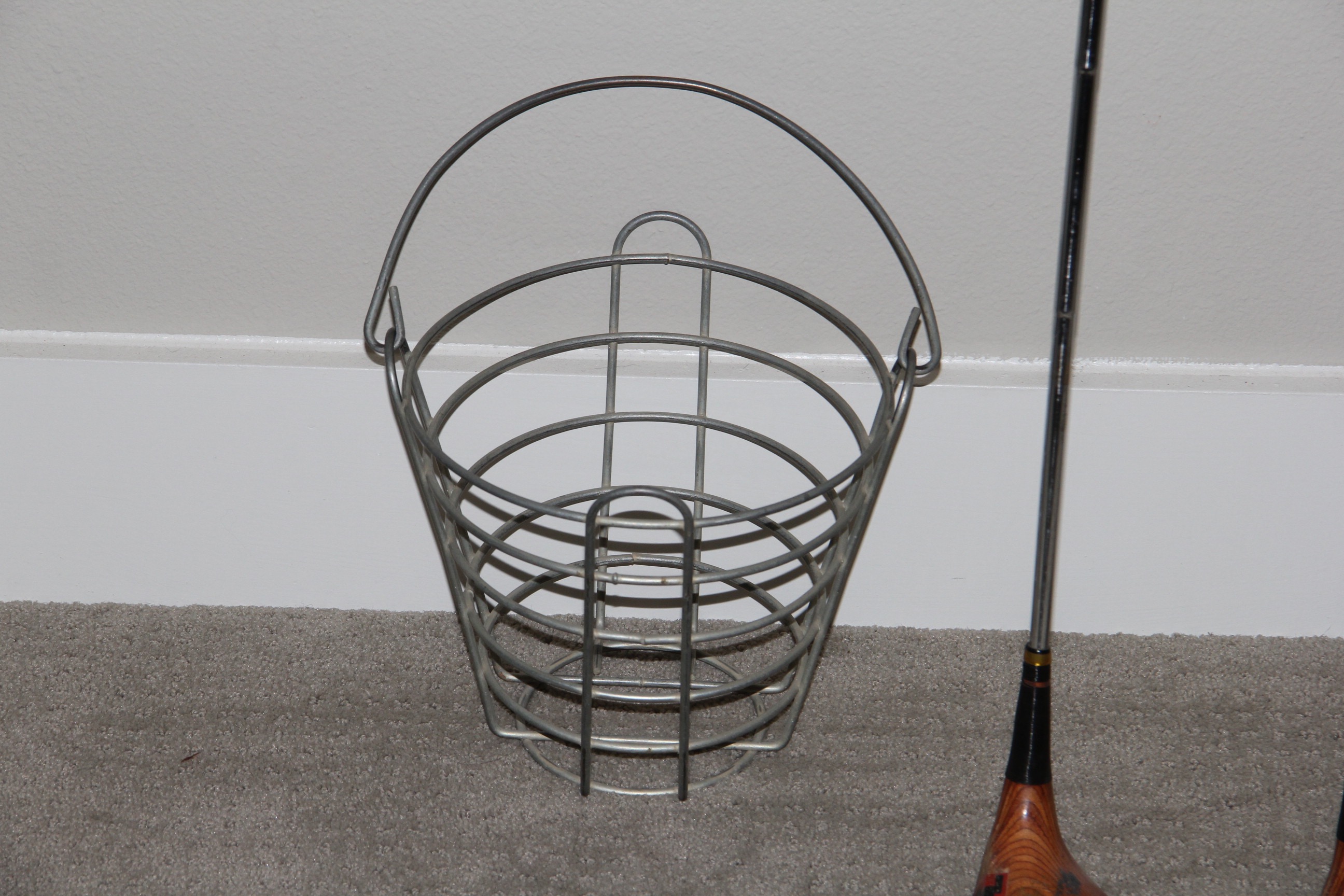 Vintage Golf Clubs and Ball Basket