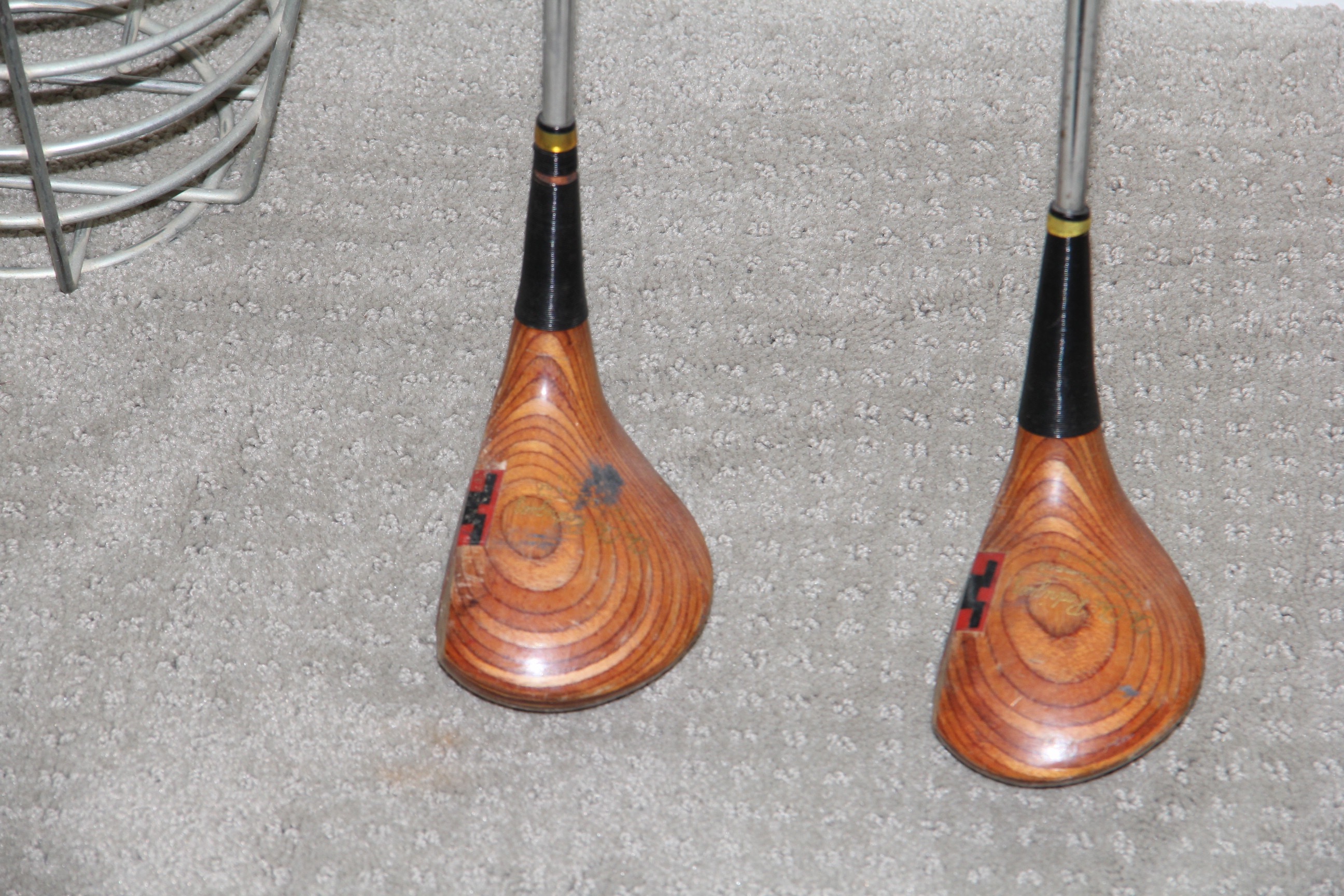 Vintage Golf Clubs and Ball Basket