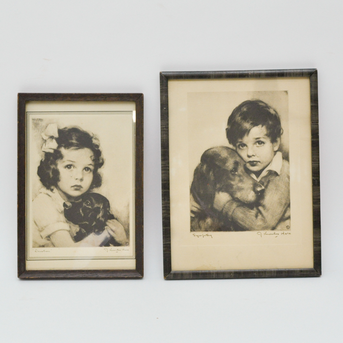 Pair of J. Knowles Hare Prints "Devotion" and "Sympathy"