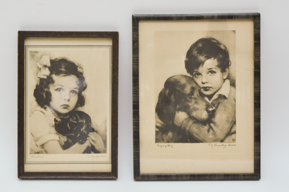 Pair of J. Knowles Hare Prints "Devotion" and "Sympathy"
