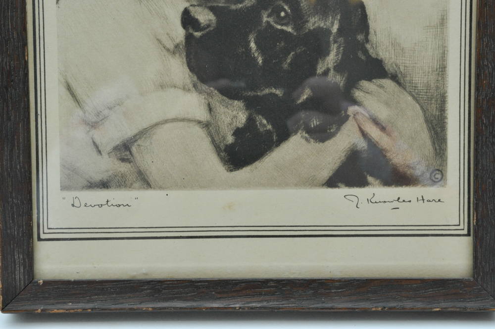 Pair of J. Knowles Hare Prints "Devotion" and "Sympathy"