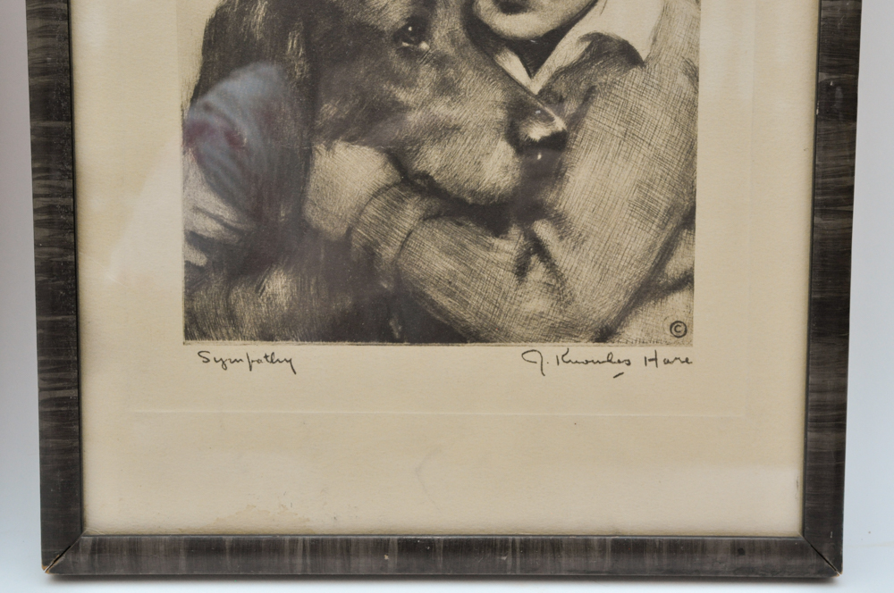 Pair of J. Knowles Hare Prints "Devotion" and "Sympathy"