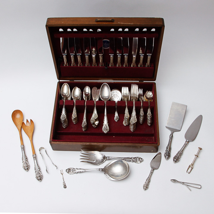 Wallace Sterling Set and More in Tarnish Proof Chest