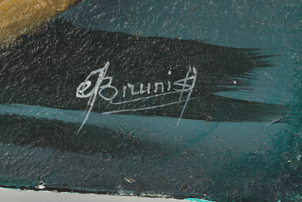 Brunish Signed African Inspired Acrylic Painting