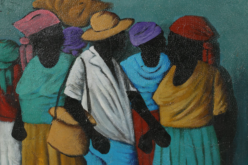 Brunish Signed African Inspired Acrylic Painting