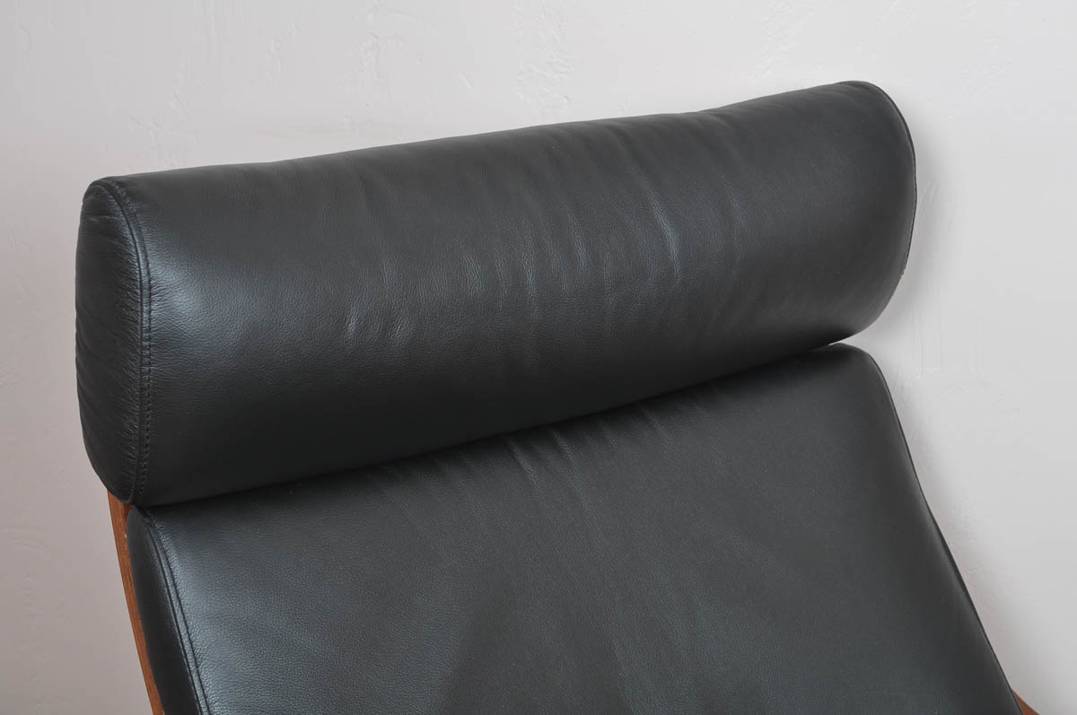 Contemporary Ikea "Poäng" Leather Chair and Ottoman
