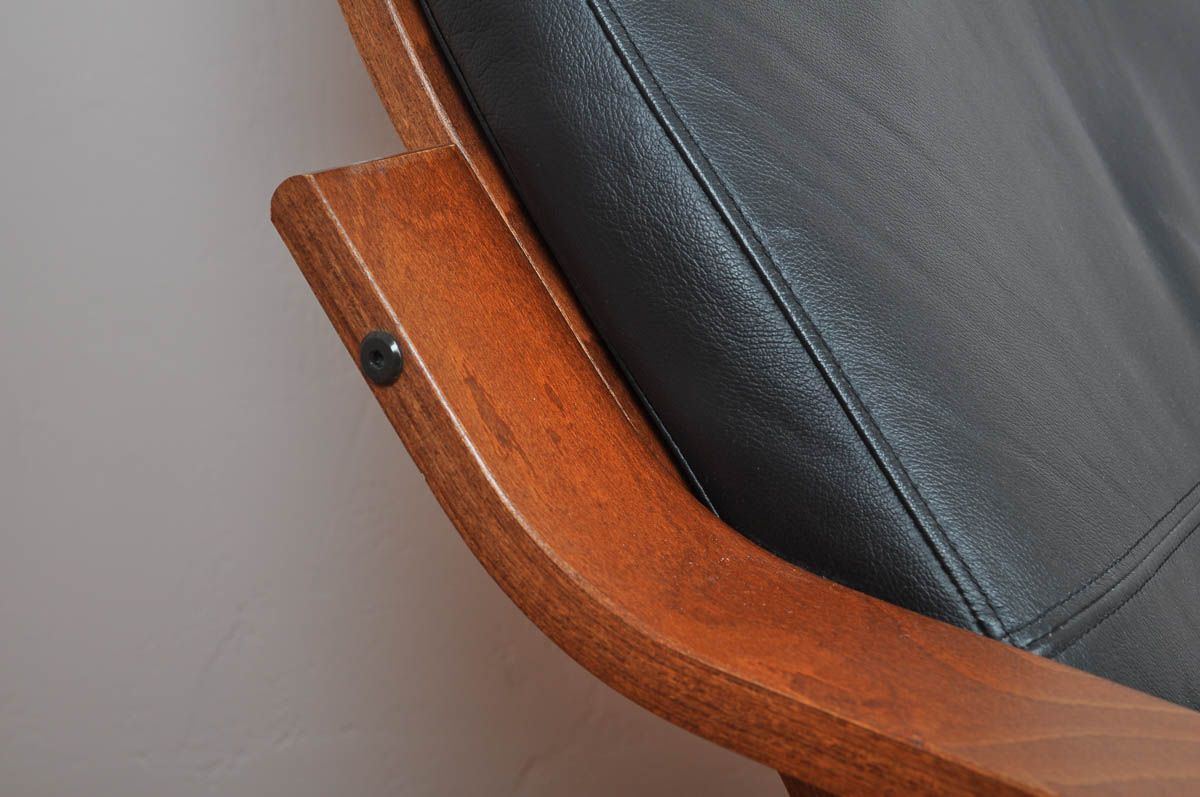 Contemporary Ikea "Poäng" Leather Chair and Ottoman