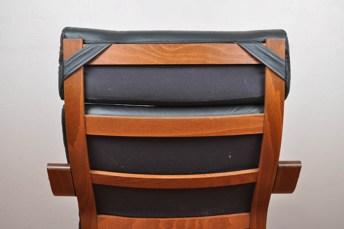 Contemporary Ikea "Poäng" Leather Chair and Ottoman