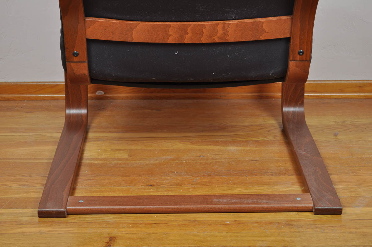 Contemporary Ikea "Poäng" Leather Chair and Ottoman