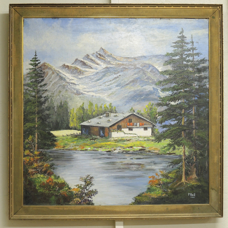 P. Bell Oil on Board Landscape Painting