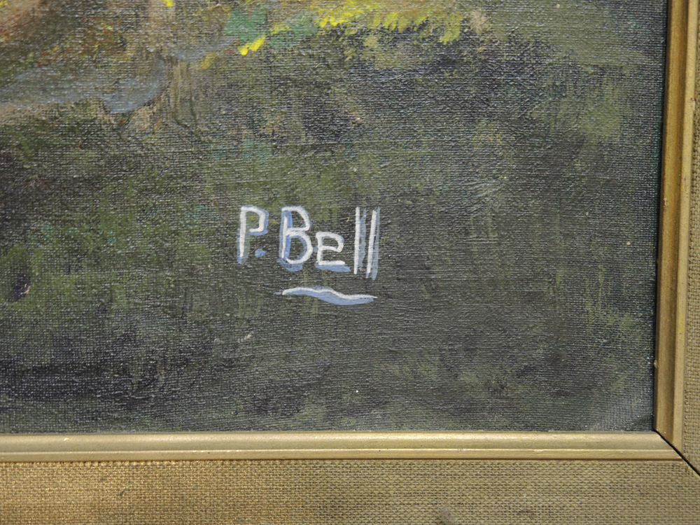 P. Bell Oil on Board Landscape Painting