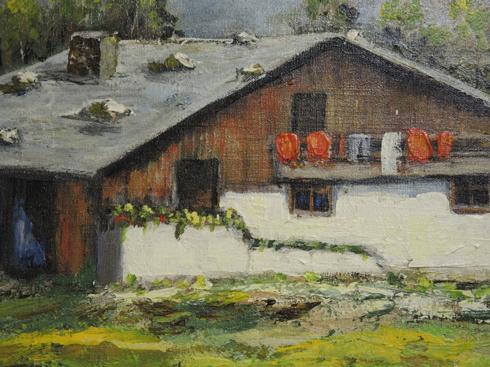 P. Bell Oil on Board Landscape Painting