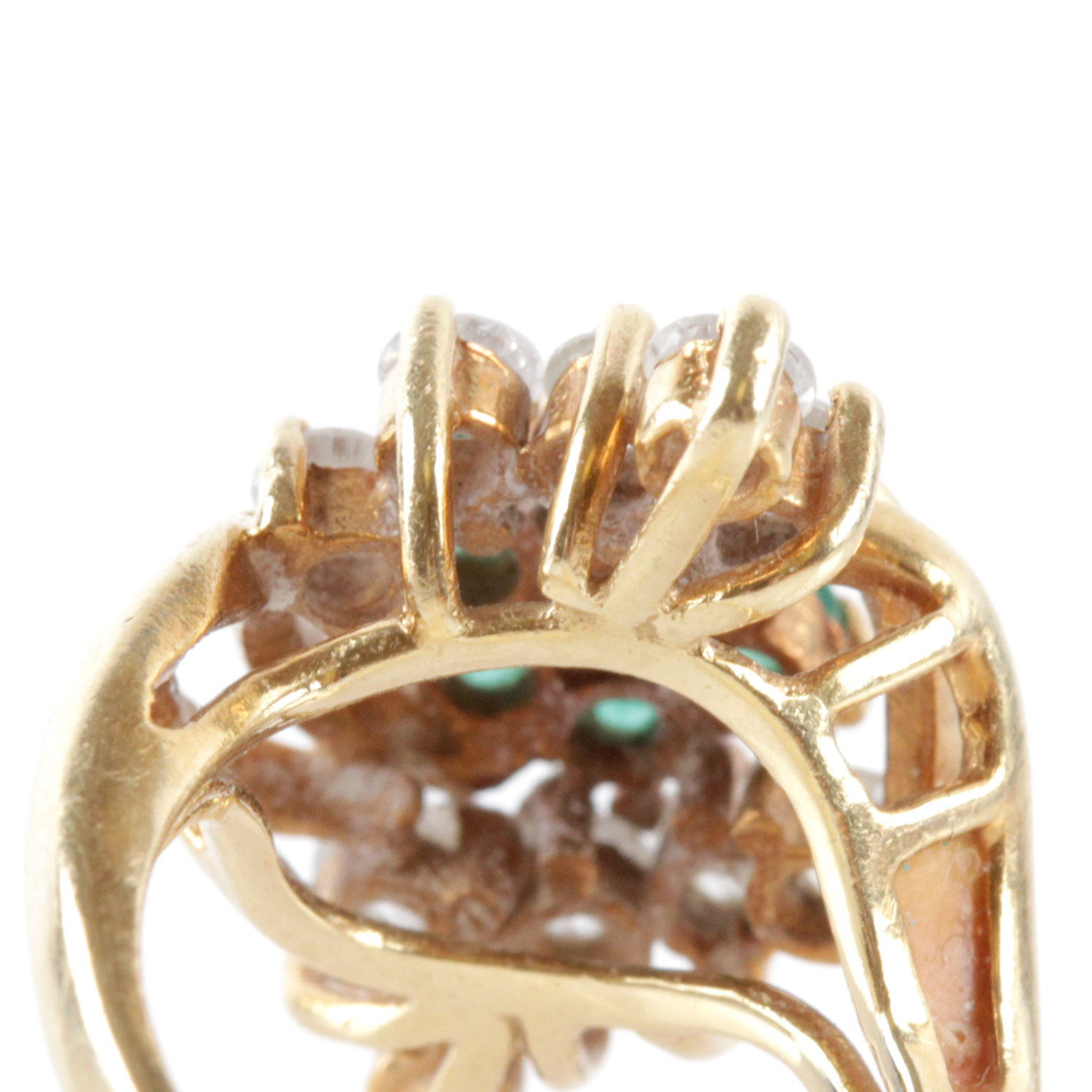 18K Yellow Gold Diamond and Emerald Ring