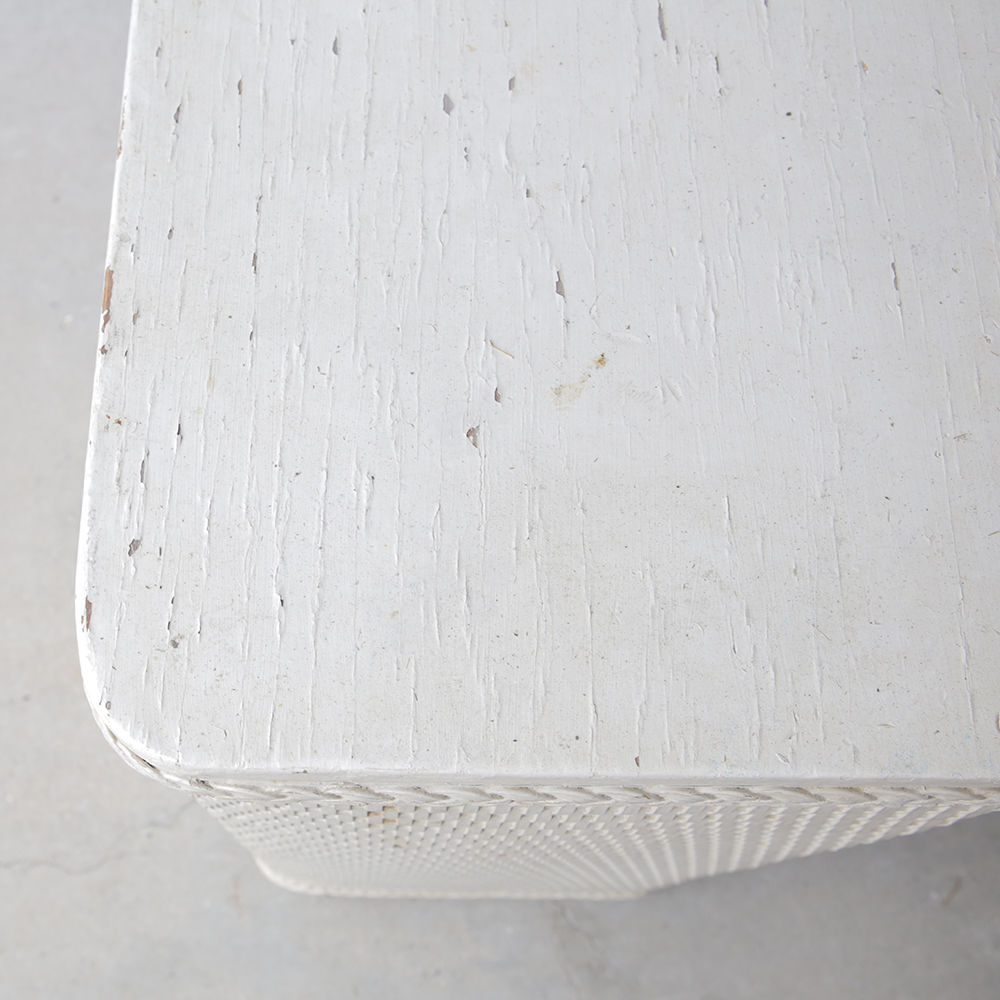 Vintage White Wicker Hamper