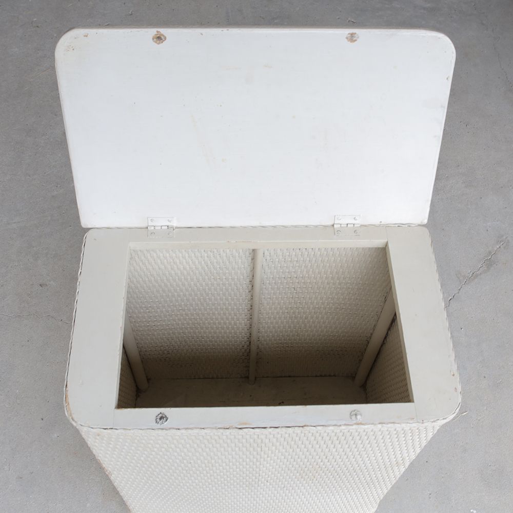 Vintage White Wicker Hamper