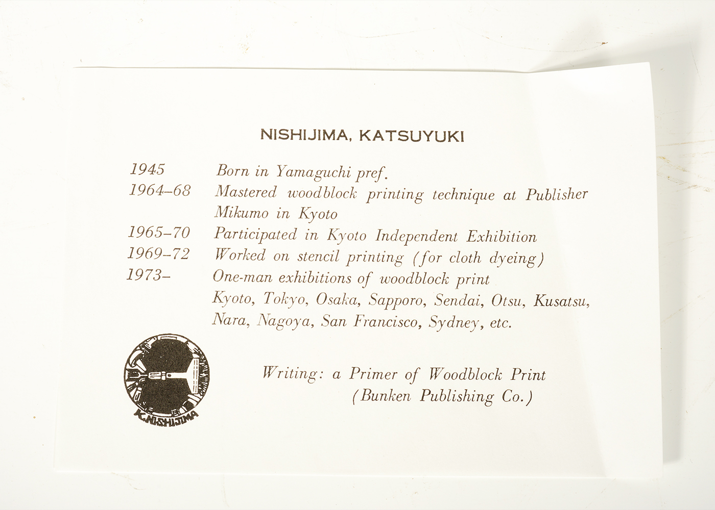 Katsuyuki Nishijima Signed Limited Edition Woodblock Print