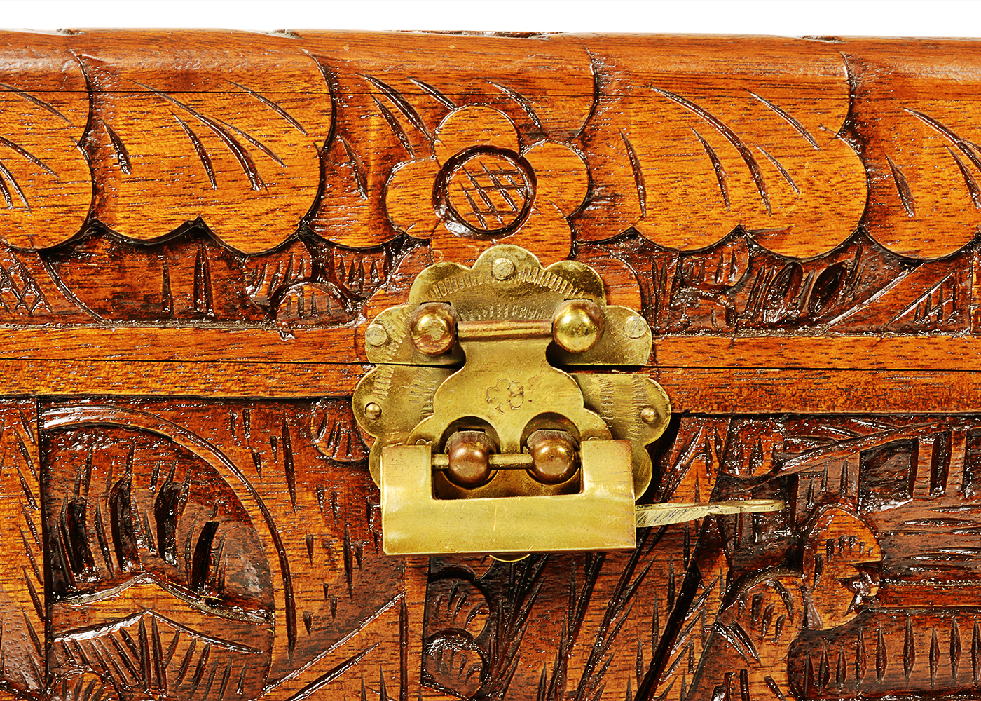 Chinese Carved Camphor Wood Jewelry Box