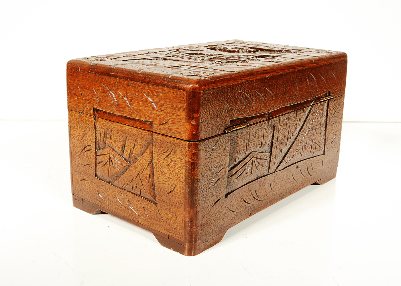 Chinese Carved Camphor Wood Jewelry Box