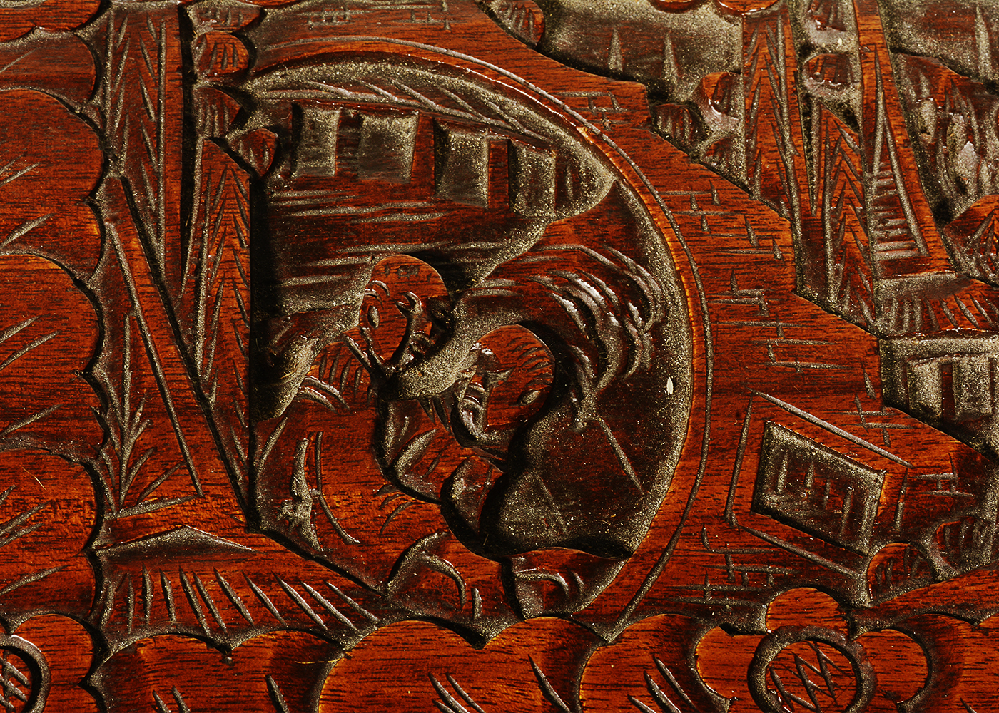 Chinese Carved Camphor Wood Jewelry Box