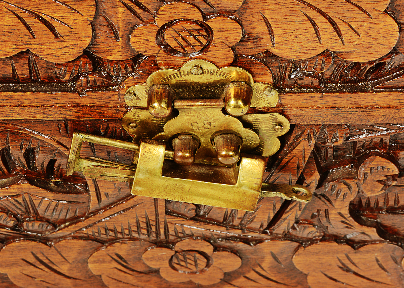 Chinese Carved Camphor Wood Jewelry Box