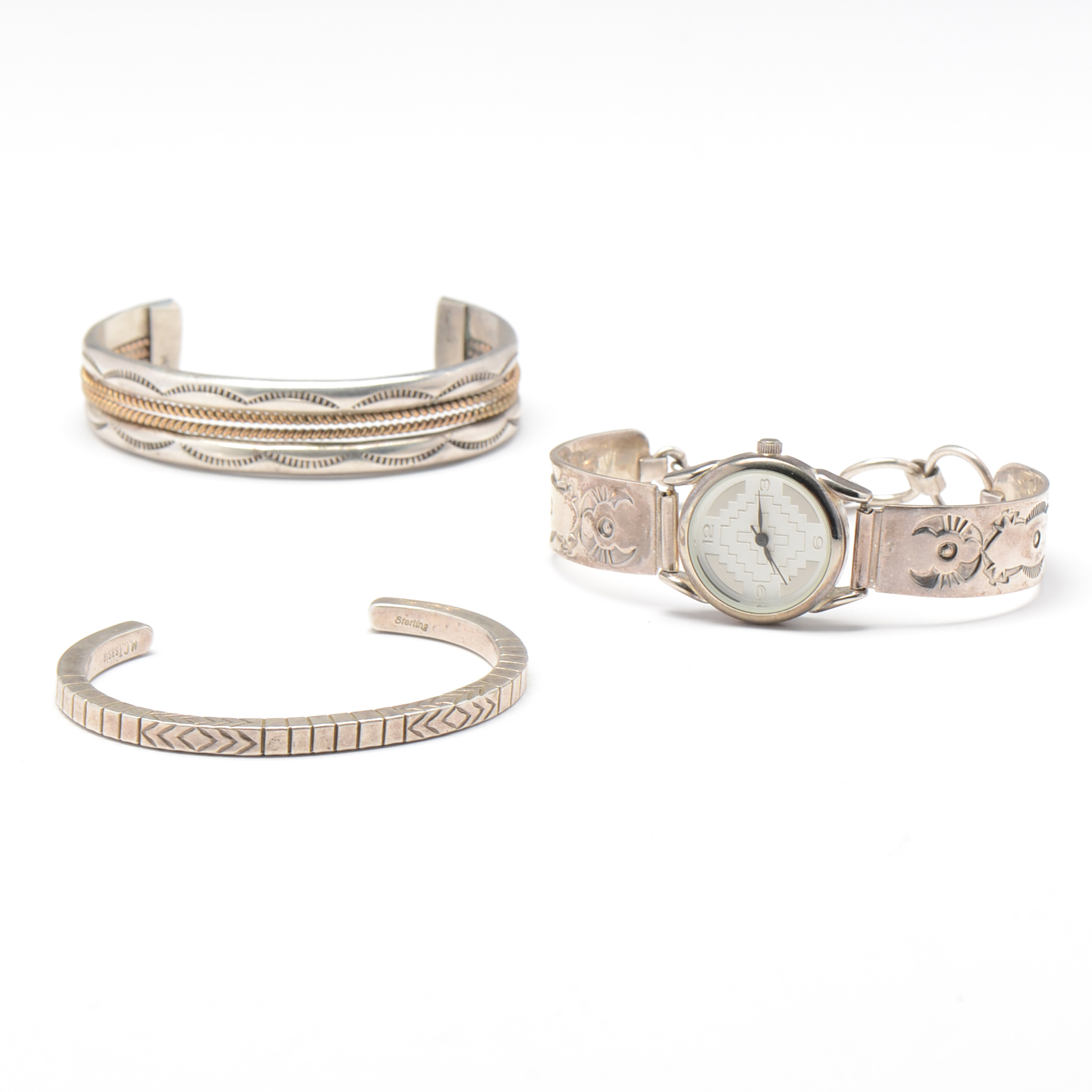 Collection of 925 or Sterling Stamped and Signed Southwestern Jewelry