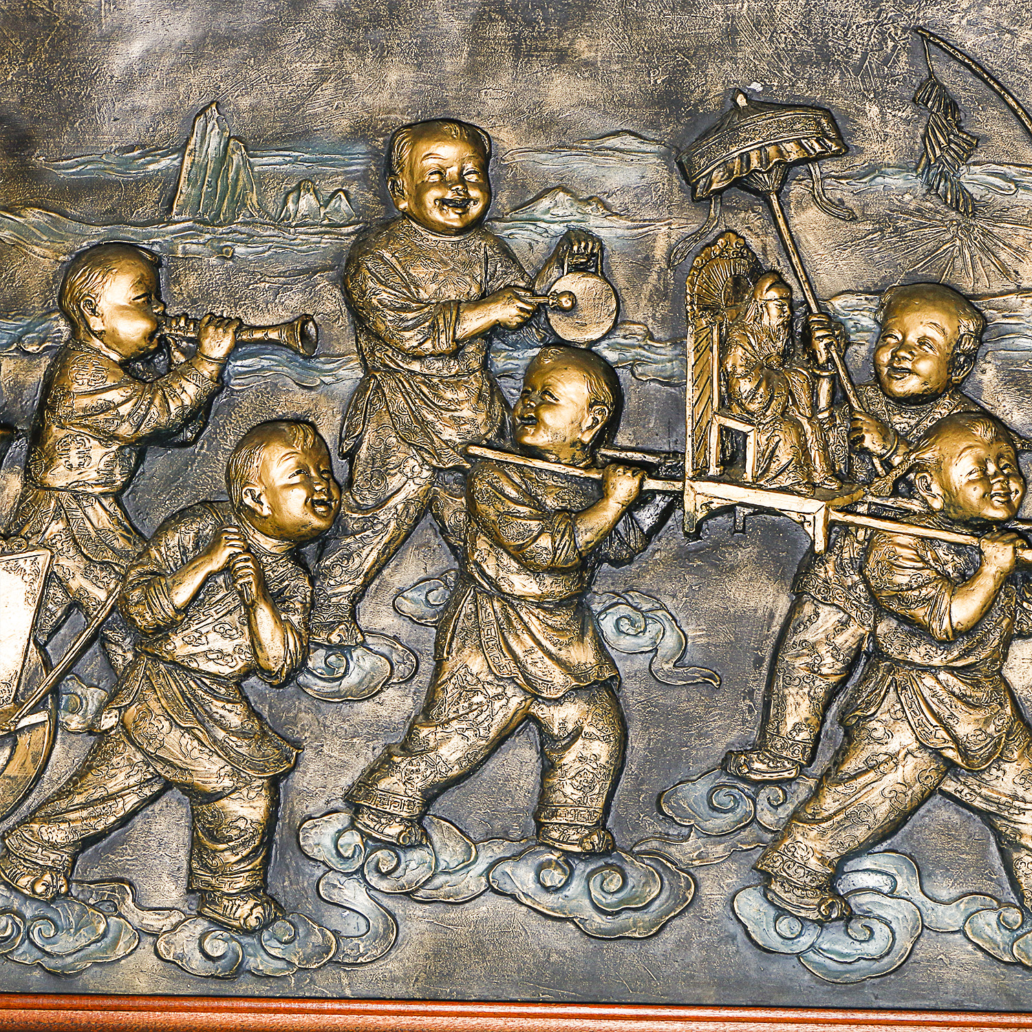 Large Scale Faux Bronze Chinese Wall Panel