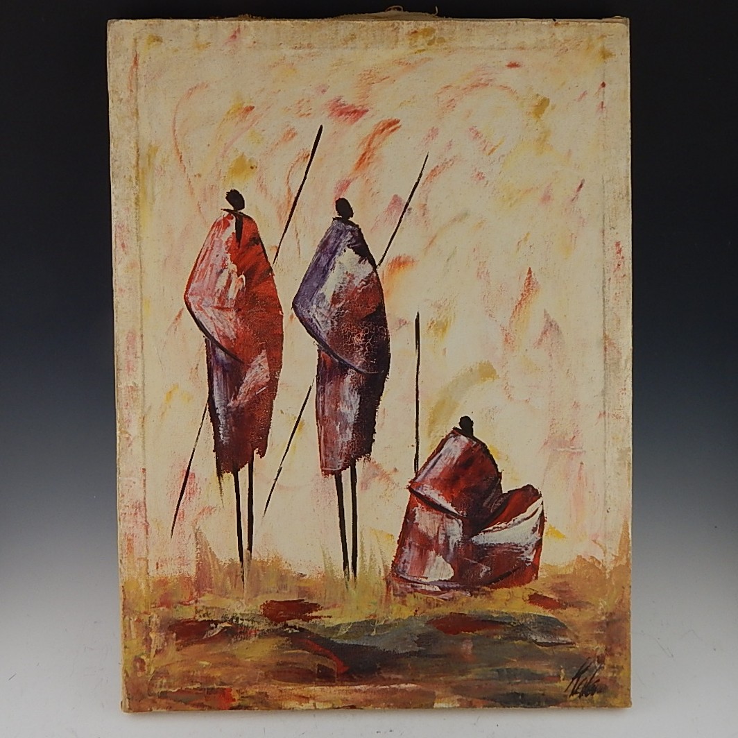 African Masai Painting on Canvas