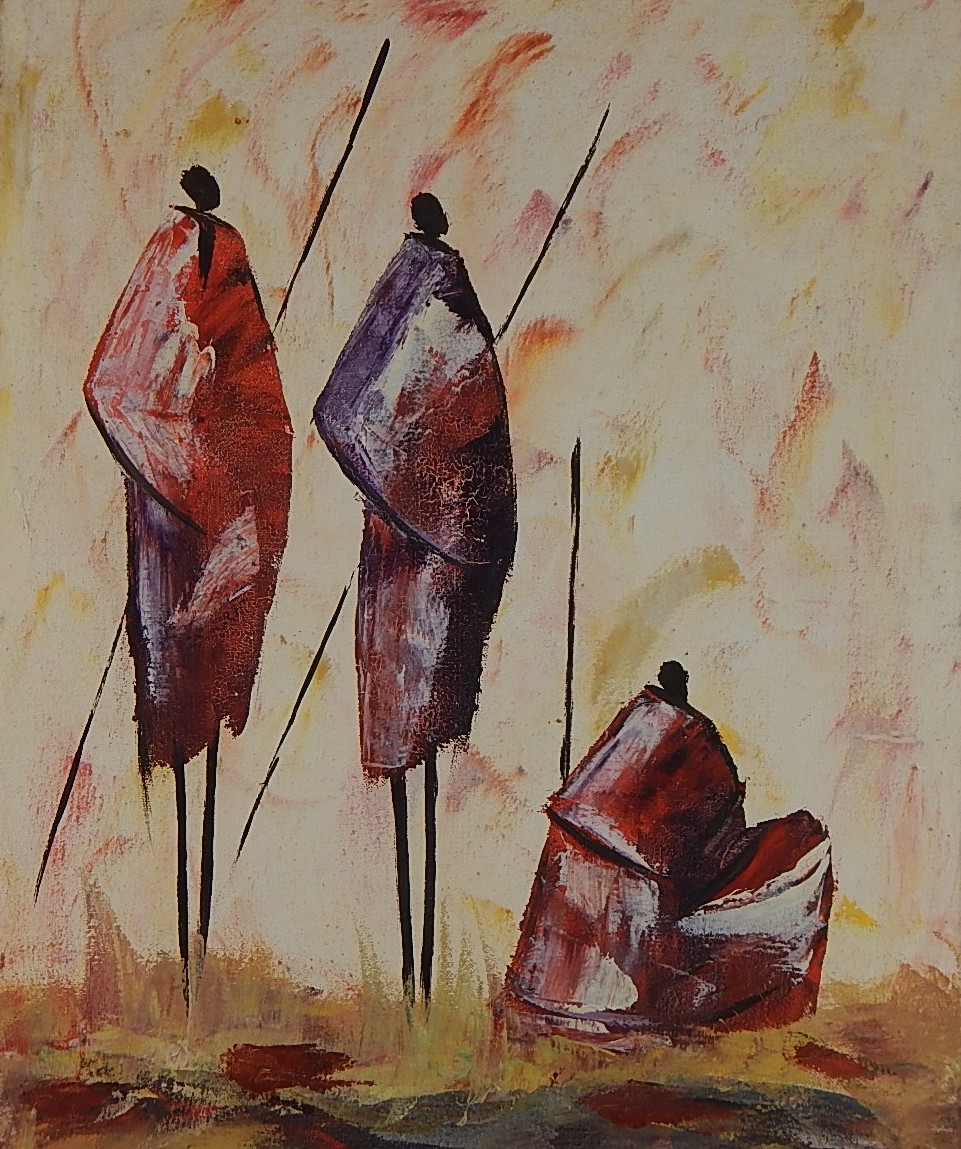 African Masai Painting on Canvas