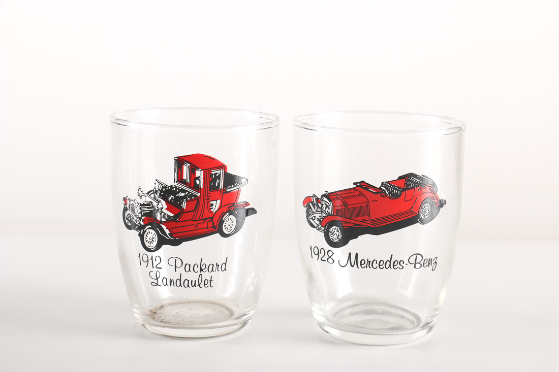 Seven Piece Vintage Car Carafe and Glass Set