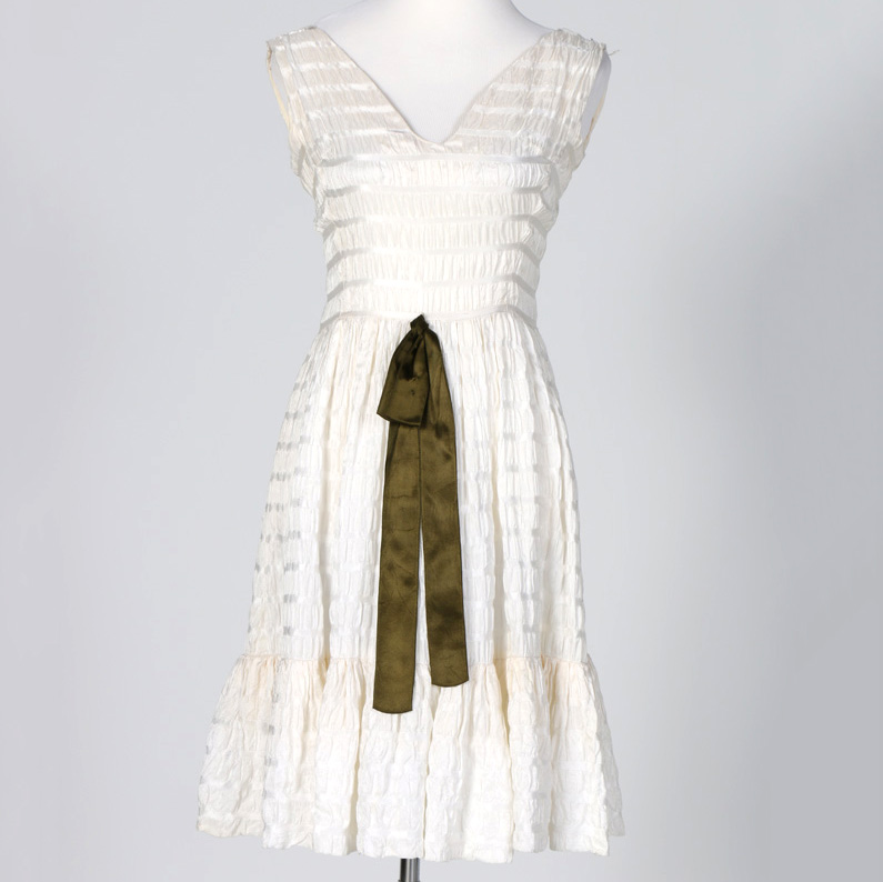 1950s Christian Dior White Ruffle Dress