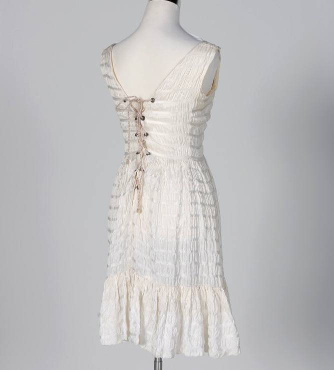 1950s Christian Dior White Ruffle Dress