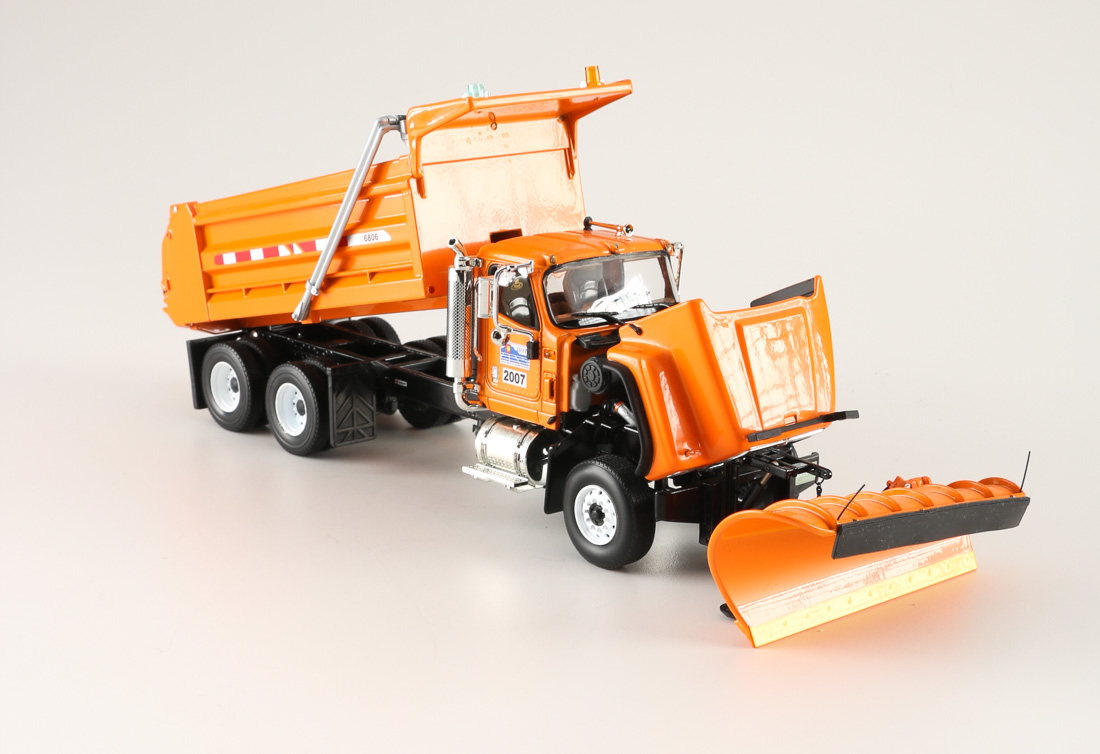 Pair of Die-Cast Dump Trucks with Snow Plows