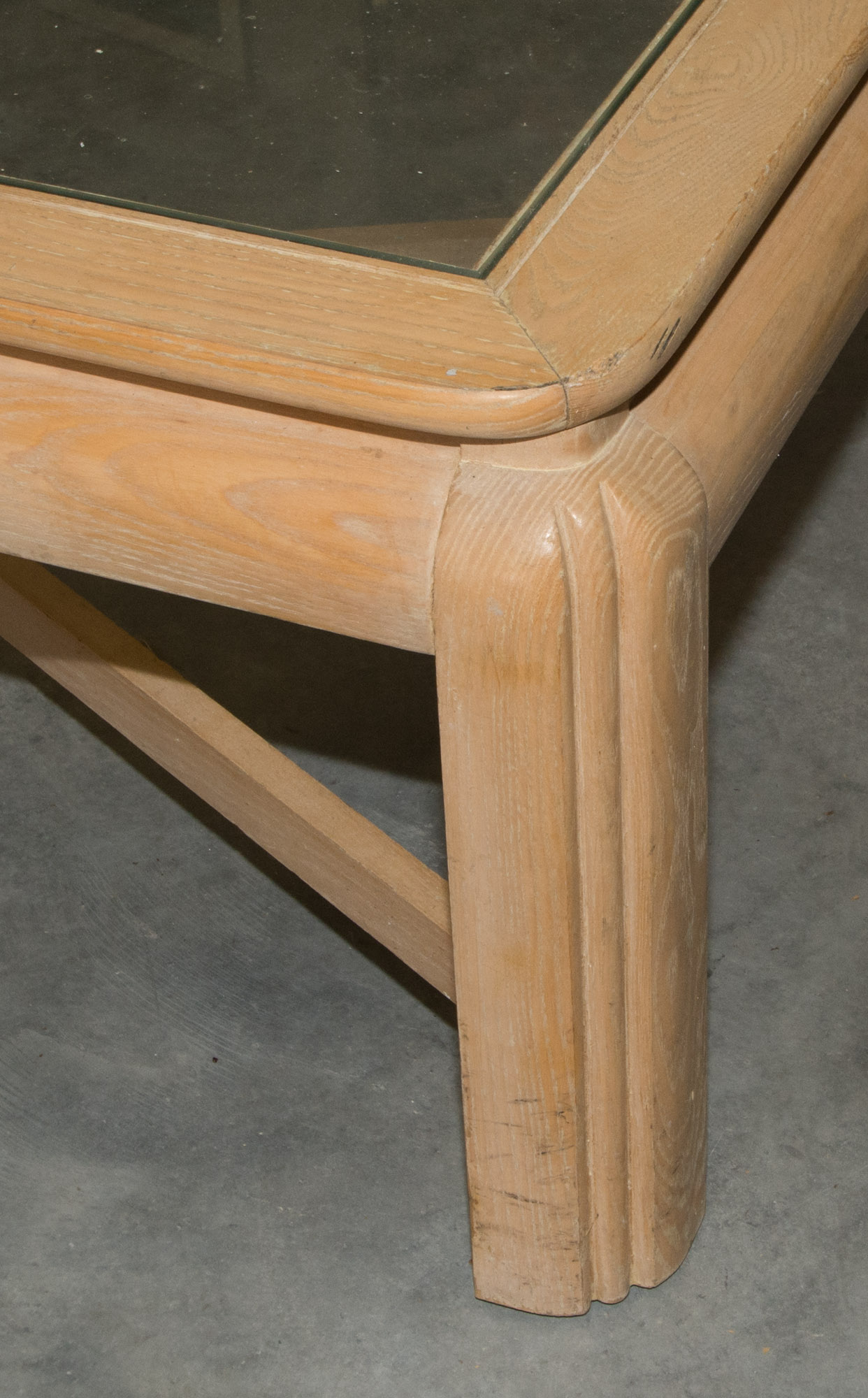 Modern Glass Top Oak Coffee Table