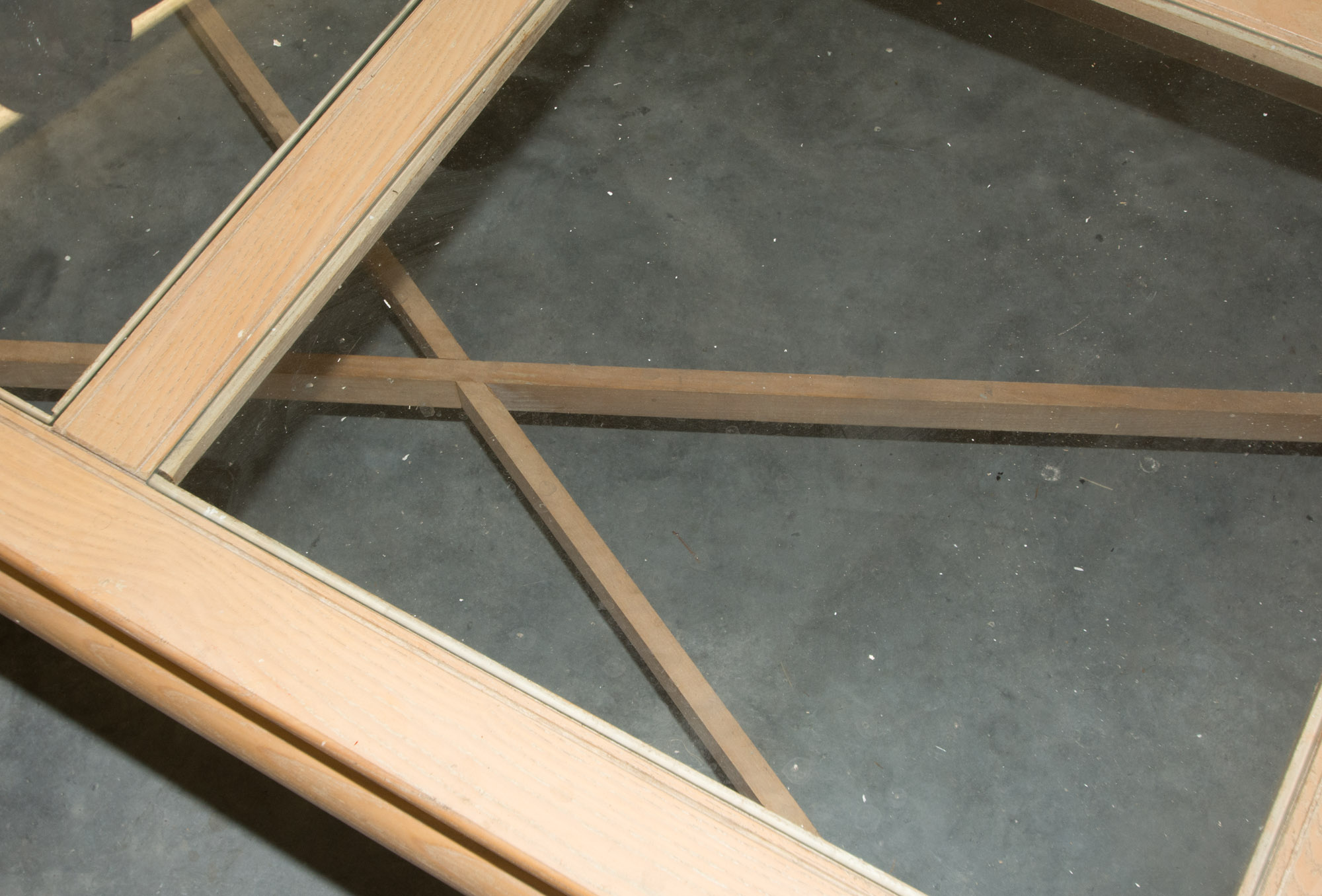 Modern Glass Top Oak Coffee Table