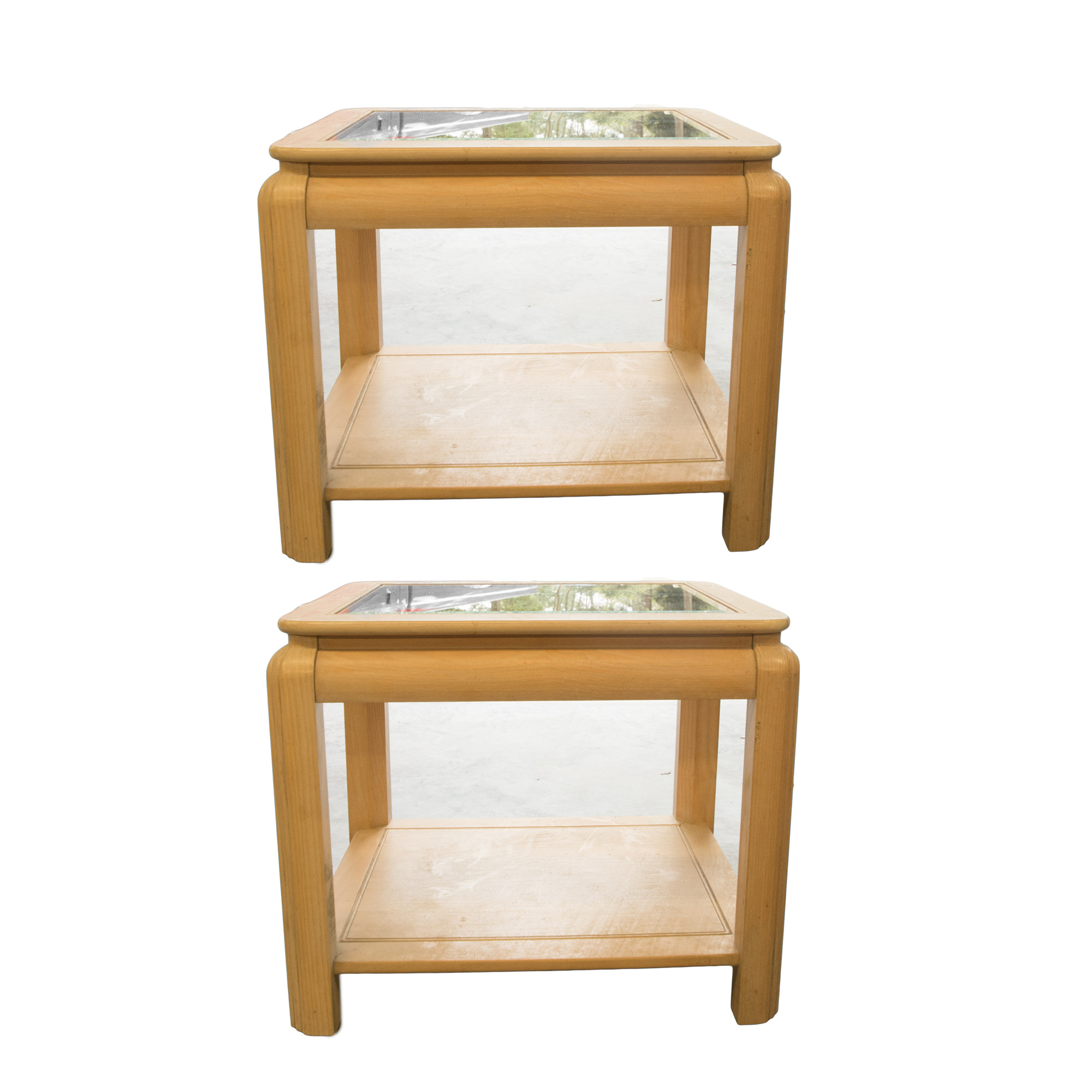 Pair of Modern Glass Top Side Tables