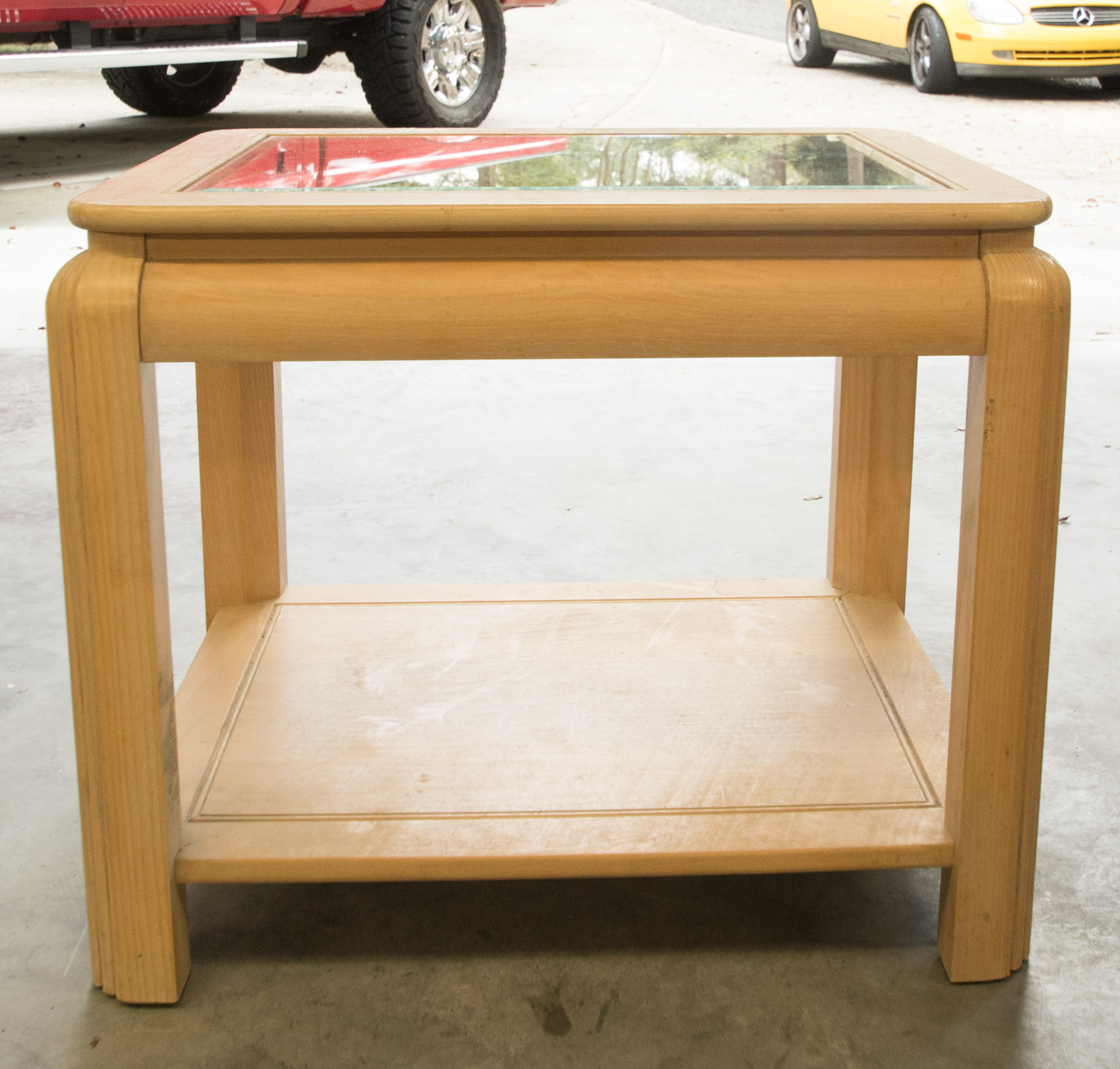 Pair of Modern Glass Top Side Tables