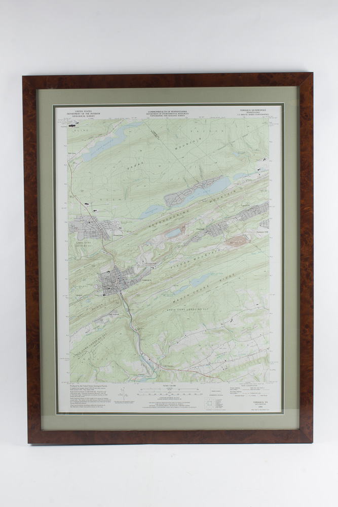 Framed Topographic Map of Tamaqua, Pennsylvania