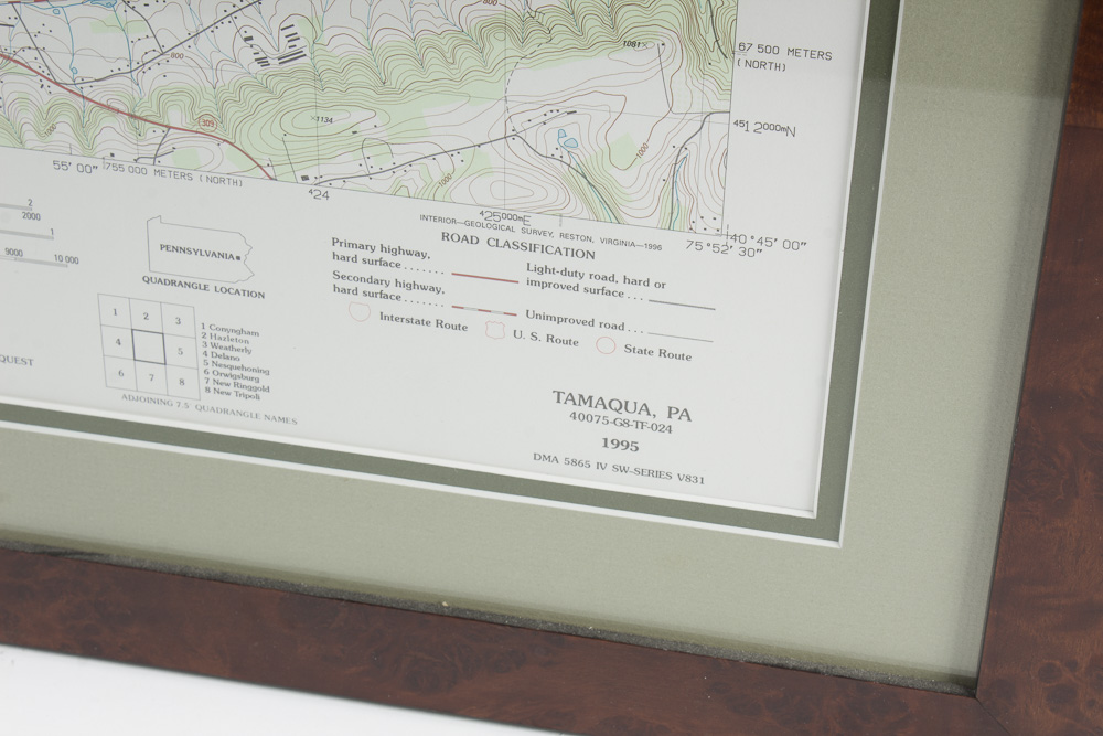 Framed Topographic Map of Tamaqua, Pennsylvania