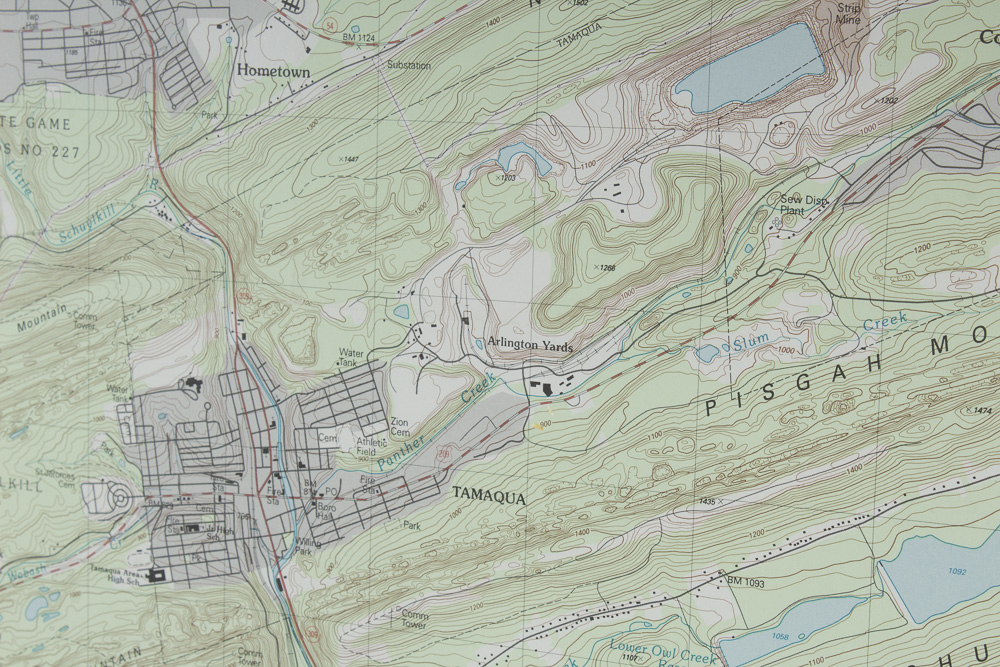 Framed Topographic Map of Tamaqua, Pennsylvania