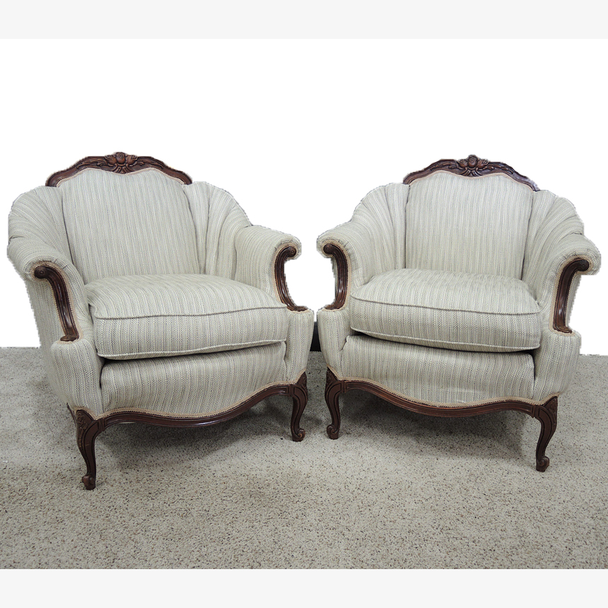 Vintage Louis XV Style Provincial Club Chairs