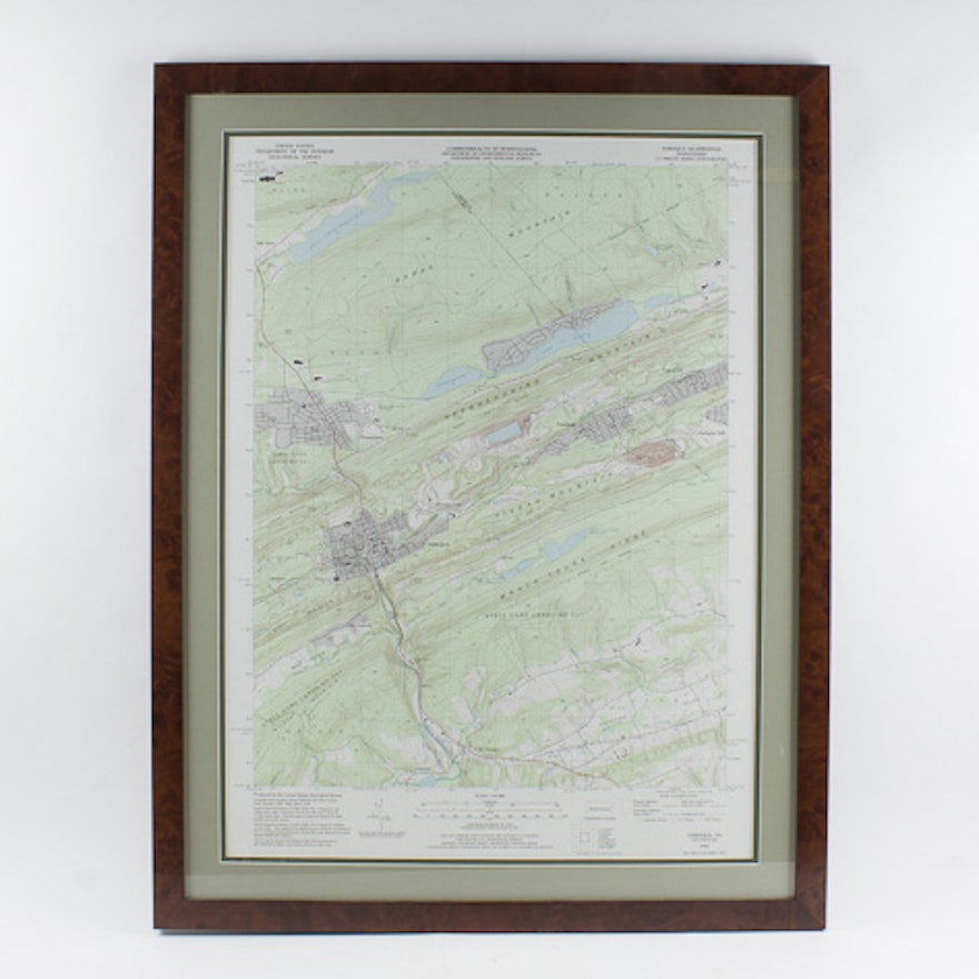 Framed Topographic Map of Tamaqua, Pennsylvania