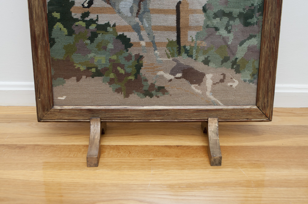 Vintage Needlepoint Fox Hunt Scene