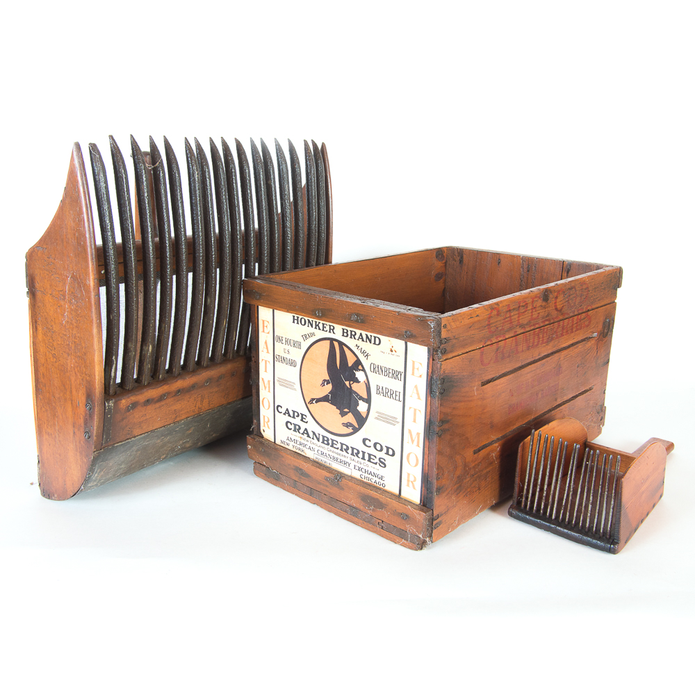 Vintage Cape Cod Cranberry Rake, Crate and Berry Picker