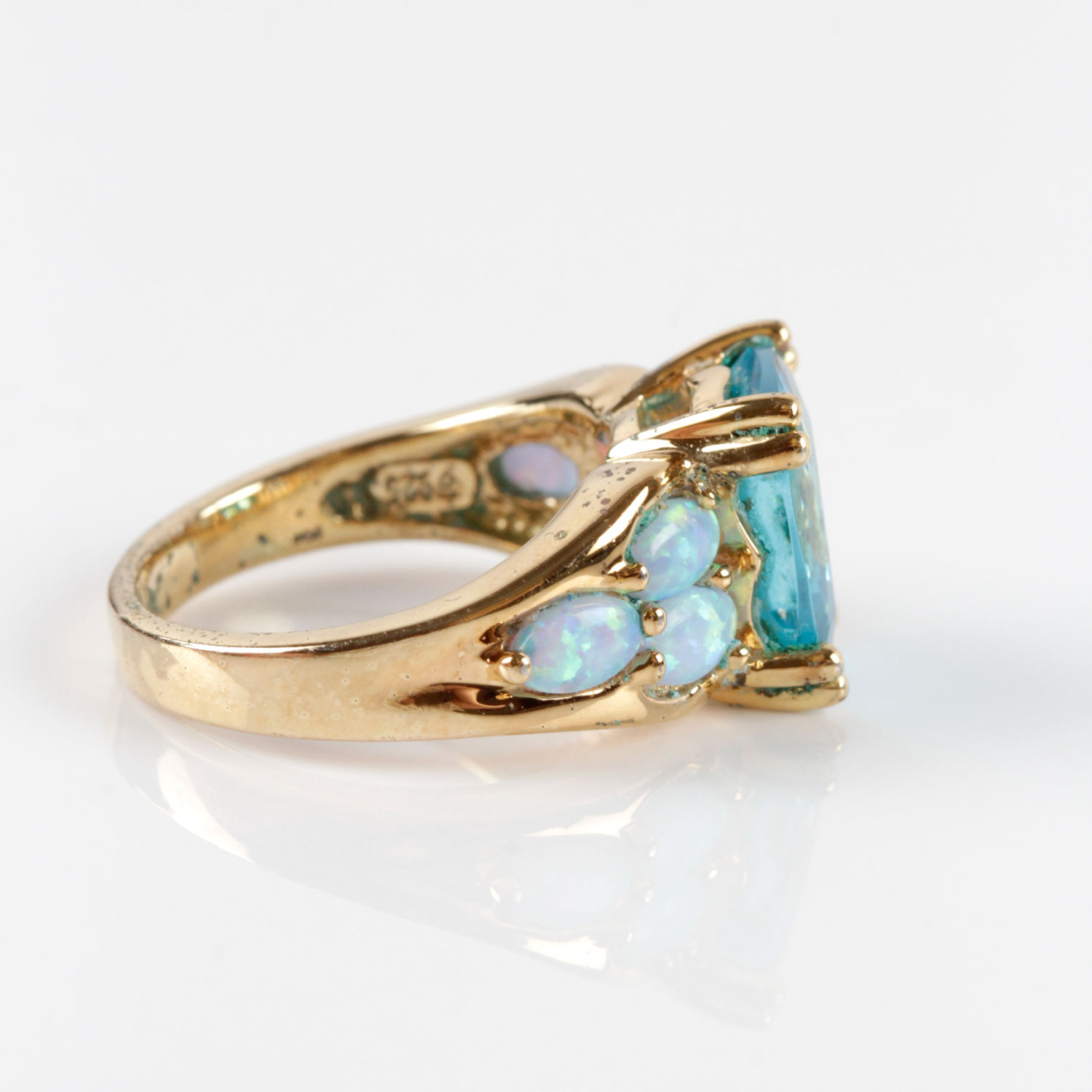 Gold Plated Sterling Silver Natural and Synthetic Stone Rings