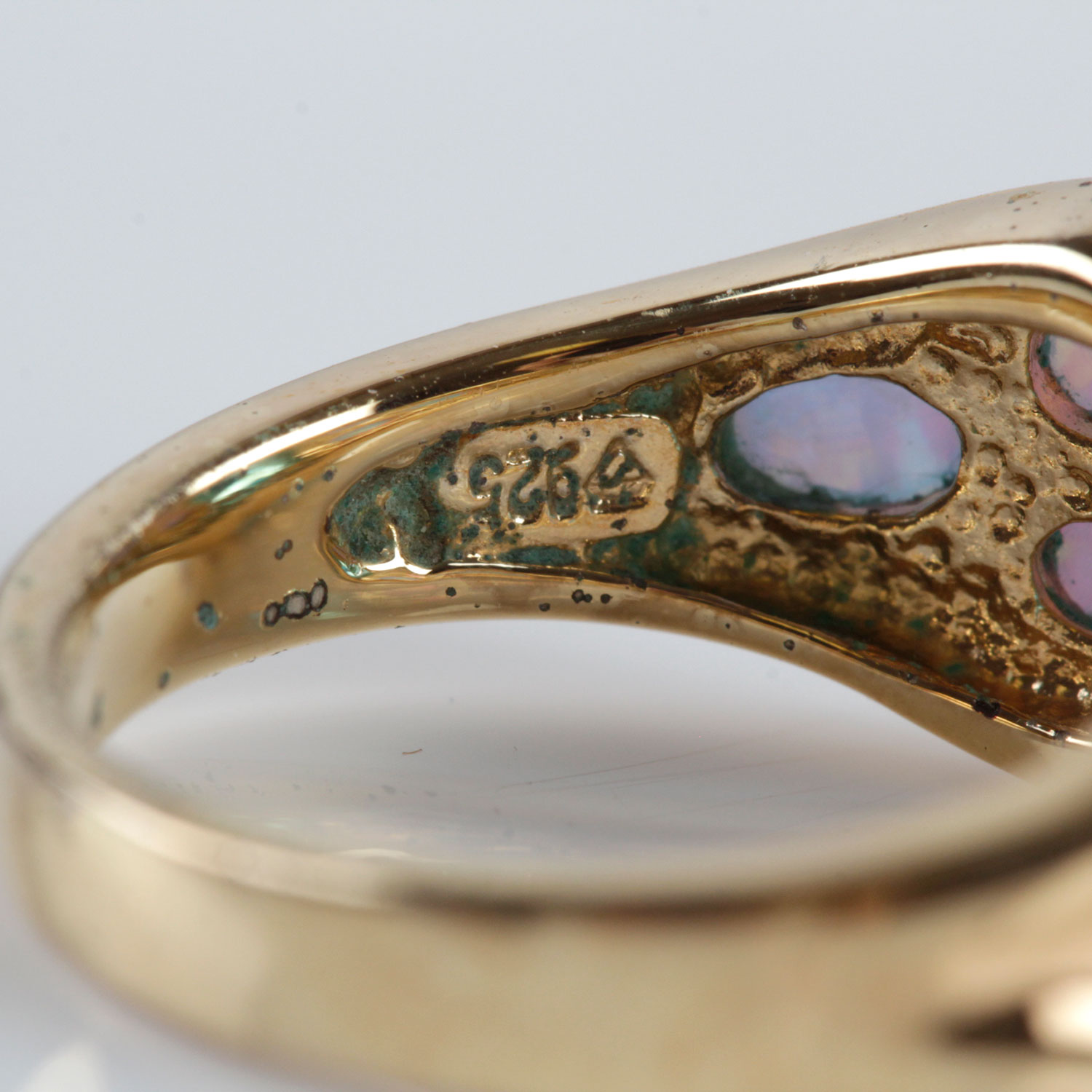 Gold Plated Sterling Silver Natural and Synthetic Stone Rings