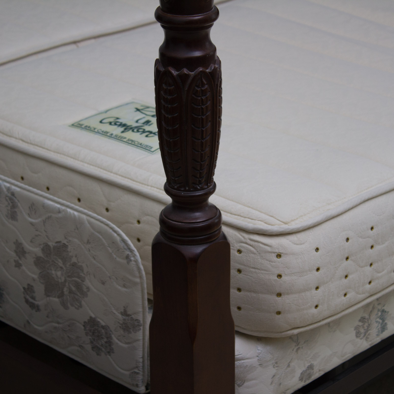 Federal Style Dark Walnut California King Bed Frame With Adjustable Mattress